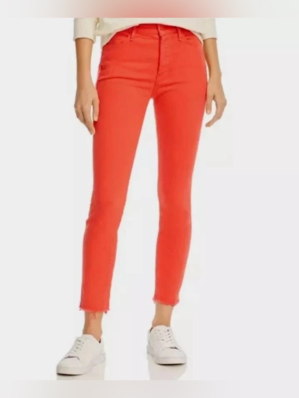 Mother The Stunner Ankle Fray jeans in Tomato size 28